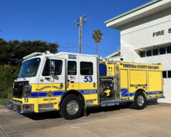 Ventura county fire engine parked at the fire station