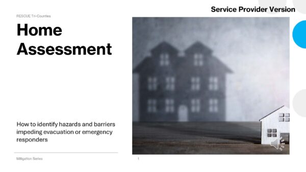 Home Assessment “A small white model house sits on a wooden table, casting a large, blurred shadow of a two-story house against a gray wall.