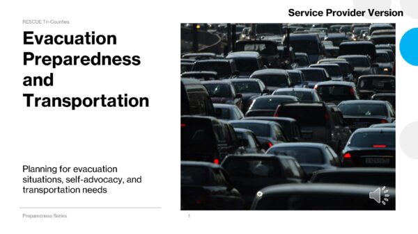Evacuation Preparedness and Transportation “Dense multi-lane highway packed with stationary cars bumper-to-bumper under daylight.”