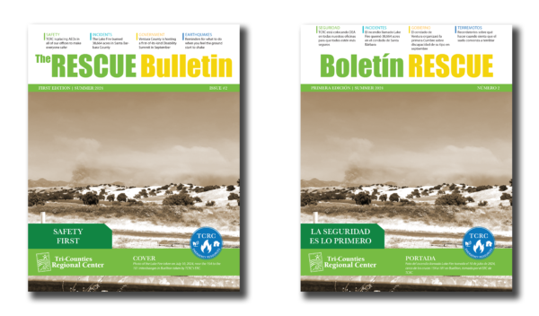 Image showing the English and Spanish covers of the Summer 2024 RESCUE Bulletin side by side.